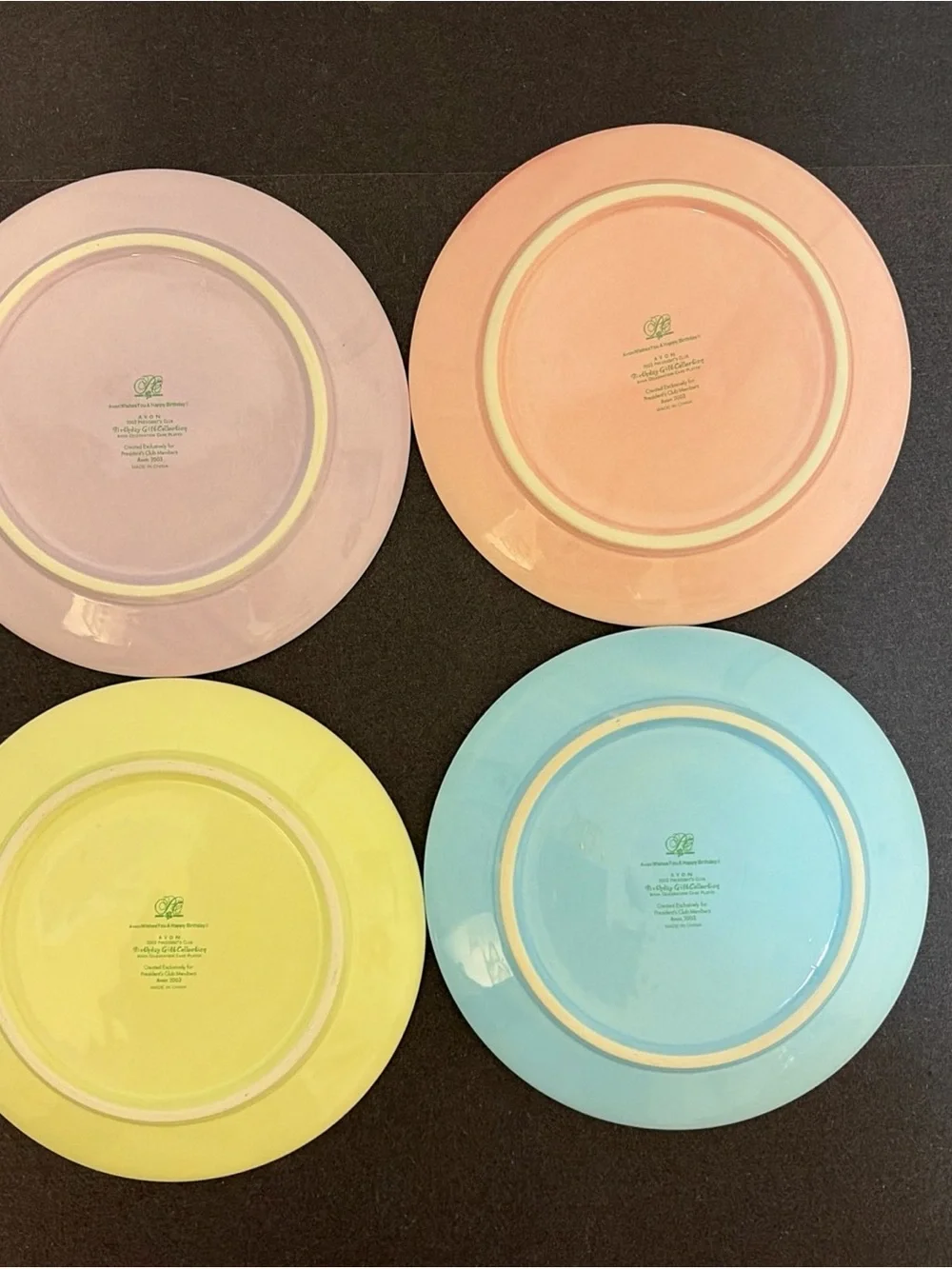 Avon Pastel Party Cake Plates - Pink, Yellow, Blue, Lavender